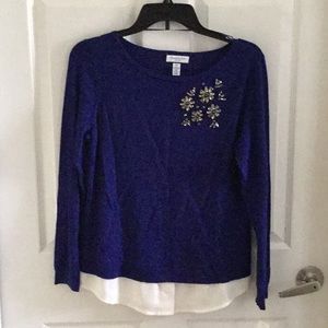 Bright blue jeweled sweater